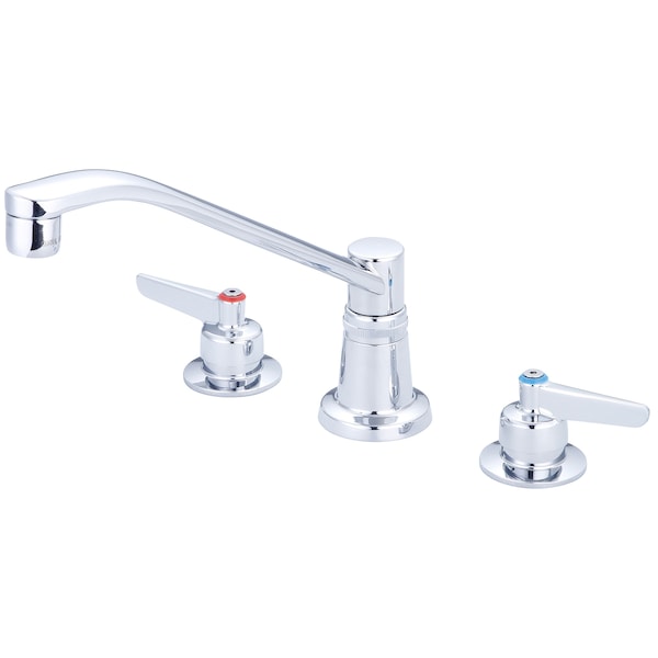 Two Handle Concealed Ledge Kitchen Faucet, NPSM, Widespread, Chrome, Weight: 5.5
